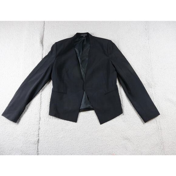 Theory Blazer Womens 10 Black Delaven Virgin Wool Blend Open Jacket USA - Picture 1 of 7